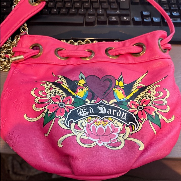 Ed Hardy Vibrant Pink Shoulder Bag - Picture 1 of 3